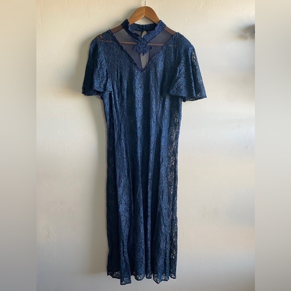 dawn Joy Fashion Dresses & Skirts - Vintage Dawn Joy Fashion - Navy Blue Lace dress